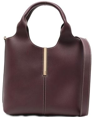 Tod's Small Shopping Leather Tote Bag - Purple