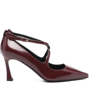 Julie Dee 75Mm Criss-Cross Strap Court Shoes - Brown