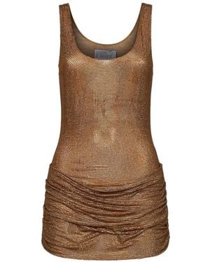GIUSEPPE DI MORABITO Crystal-Embellished Draped Mini Dress - Brown
