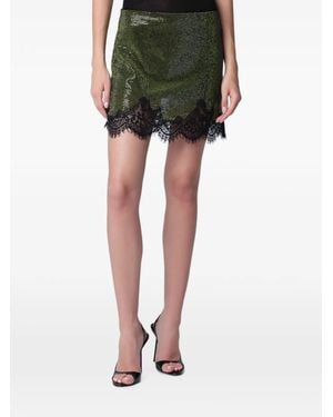Self-Portrait Sequin-Embellished Mini Skirt - Green