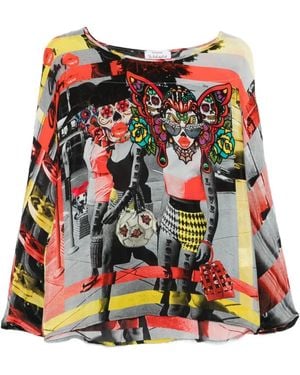 The Artistylist Graphic-Print Long-Sleeve Blouse - Red
