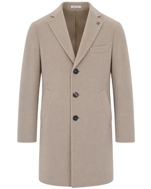 BRERAS Milano Single-Breasted Notched-Lapels Coat - Natural