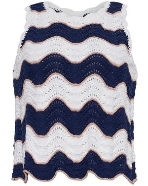 Cara Cara Casey Stripe Crochet Top - Blue