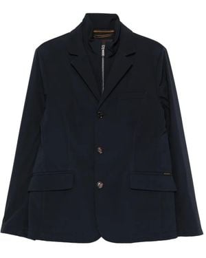 Moorer Button Zip Jacket - Blue