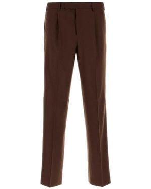 PT Torino Pleated Wool Trousers - Brown