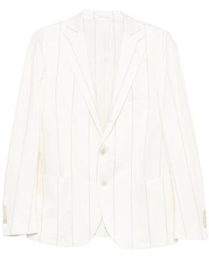 Eleventy Blazer Rayé À Boutonnage Simple - White