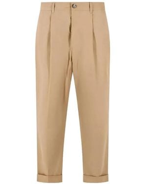 Ami Paris Pleated Turn-Up Pants - Natural