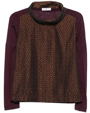 Whyci High-Neck Long-Sleeve T-Shirt - Brown
