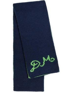 Damson Madder Initials-Detail Scarf - Blue