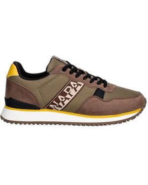 Napapijri Cosmos Logo-Print Panelled Trainers - Brown