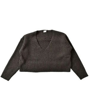 C.T.Plage V-Neck Ribbed Jumper - Black