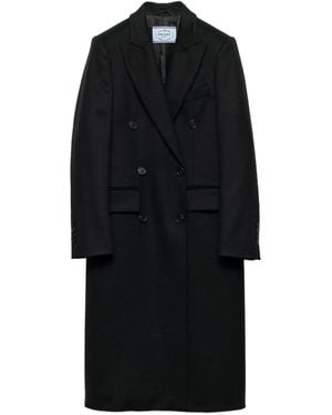 Prada Abrigo con solapas de pico - Negro
