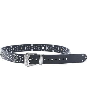 Golden Goose Leather Studded Vintage Metal Belt - White
