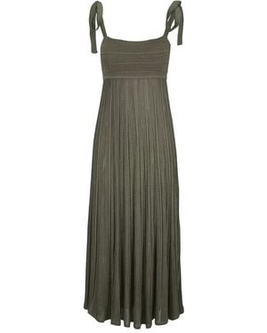 Zimmermann Wanderlust Tie-Shoulder Pleated Maxi Dress - Green