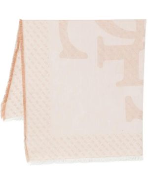 Guess Bufanda Deshilachada Con Motivo De Monograma - Blanco