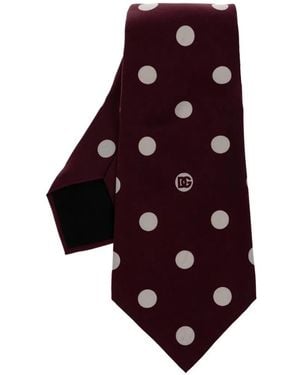 Dolce & Gabbana Polka-Dot-Print Silk-Twill Tie - Purple