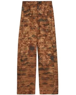 Momoní Aguila Printed Jacquard Flared Trousers - Brown