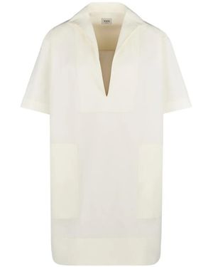 Tod's V-Neck Patch-Pocket Dress - White