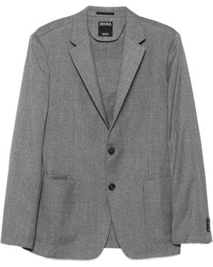 ZEGNA Notch-Lapel Patch-Pocket Jacket - Grey
