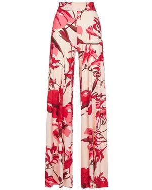 La Petite Robe Di Chiara Boni Floral-Print High-Waisted Trousers - Red