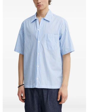Samsøe & Samsøe Chest-Pocket Striped-Pattern Shirt - Blue