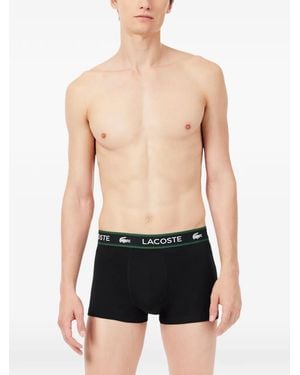 Lacoste 3-Pack Stretch Jersey Crocodile-Branded Trunks - Black