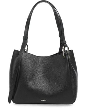 Furla Grained Leather Shoulder Bag - Black