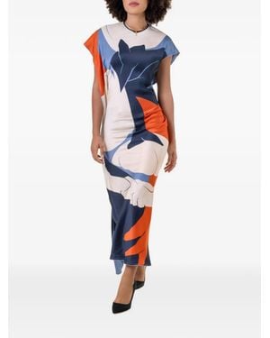 Victoria Beckham Victoria Graphic-Print Maxi Dress - Blue