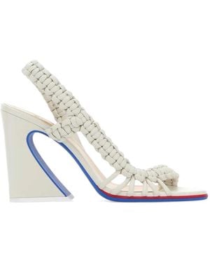 Fendi Arc Braided Leather Sandals - White