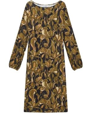 Maliparmi Floral-Pattern Long-Sleeve Midi Dress - Green