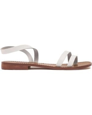 SOMMET Leather Ankle-Wrap Sandals - White