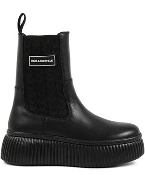 KARL LAGERFELD Kreeper Lo Ribbed Platform Boots - Black