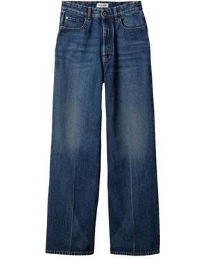 Miu Miu Jean À Logo Appliqué - Bleu