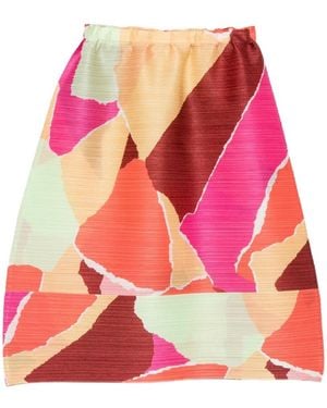Pleats Please Issey Miyake Falda Plisada Con Motivo Abstracto - Rosa