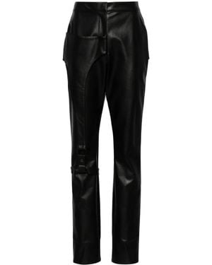 Elena Velez Moto Faux-Leather Trousers - Black