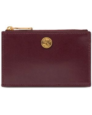 Etro Pegaso-Plaque Leather Card Holder - Purple