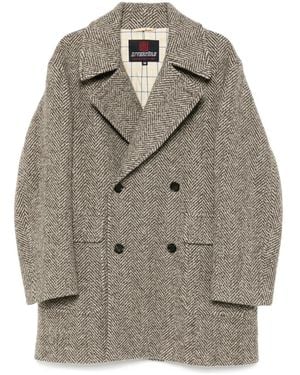 N.Peal Cashmere Abrigo con motivo de espiga - Gris