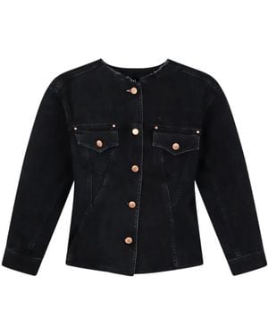 3x1 Pick Dumbo Collarless Denim Jacket - Black
