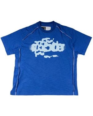 Sp5der Contrast-Stitch Slub T-Shirt - Blue