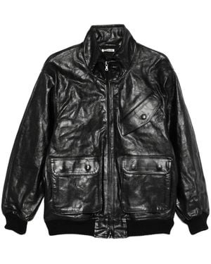 AURALEE Leather Zip-Up Jacket - Black