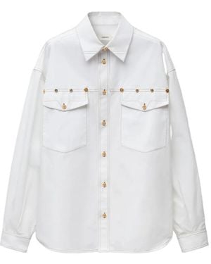 Versace Embroidered-Detail Cotton-Poplin Shirt - White