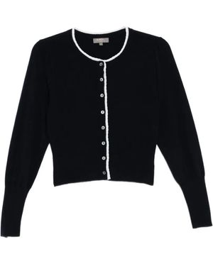 N.Peal Cashmere Cardigan Bordé De Dentelle À Col Rond - Noir