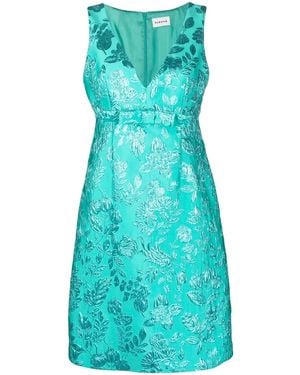 P.A.R.O.S.H. Floral Jacquard Lurex Mini Dress - Blue