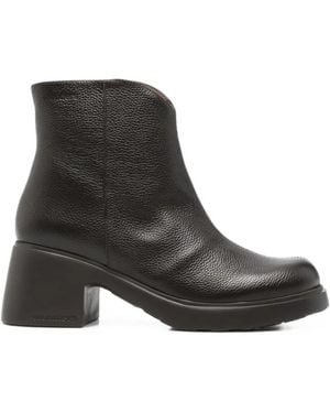Wonders Grained Leather Ankle Boots - Black