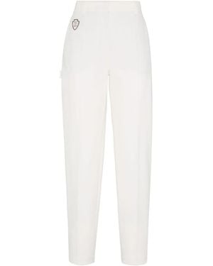 Brunello Cucinelli Logo Patch Tailored Pants - White