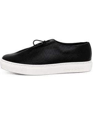 Jacques Soloviere Jim Grained Leather Pleated Trainers - Black