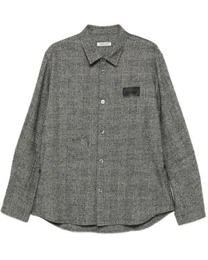 Undercover Prince Of Wales Check Logo-Patch Shirt - Grey