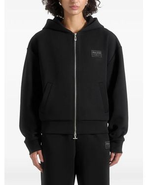 Manière De Voir Ray Neoprene Cropped Zip Hoodie - Black