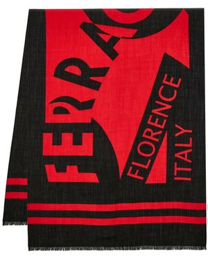 Ferragamo Sciarpa Con Logo - Rosso