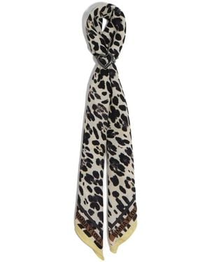 Bimba Y Lola Leopard-Print Scarf Bag Charm - White